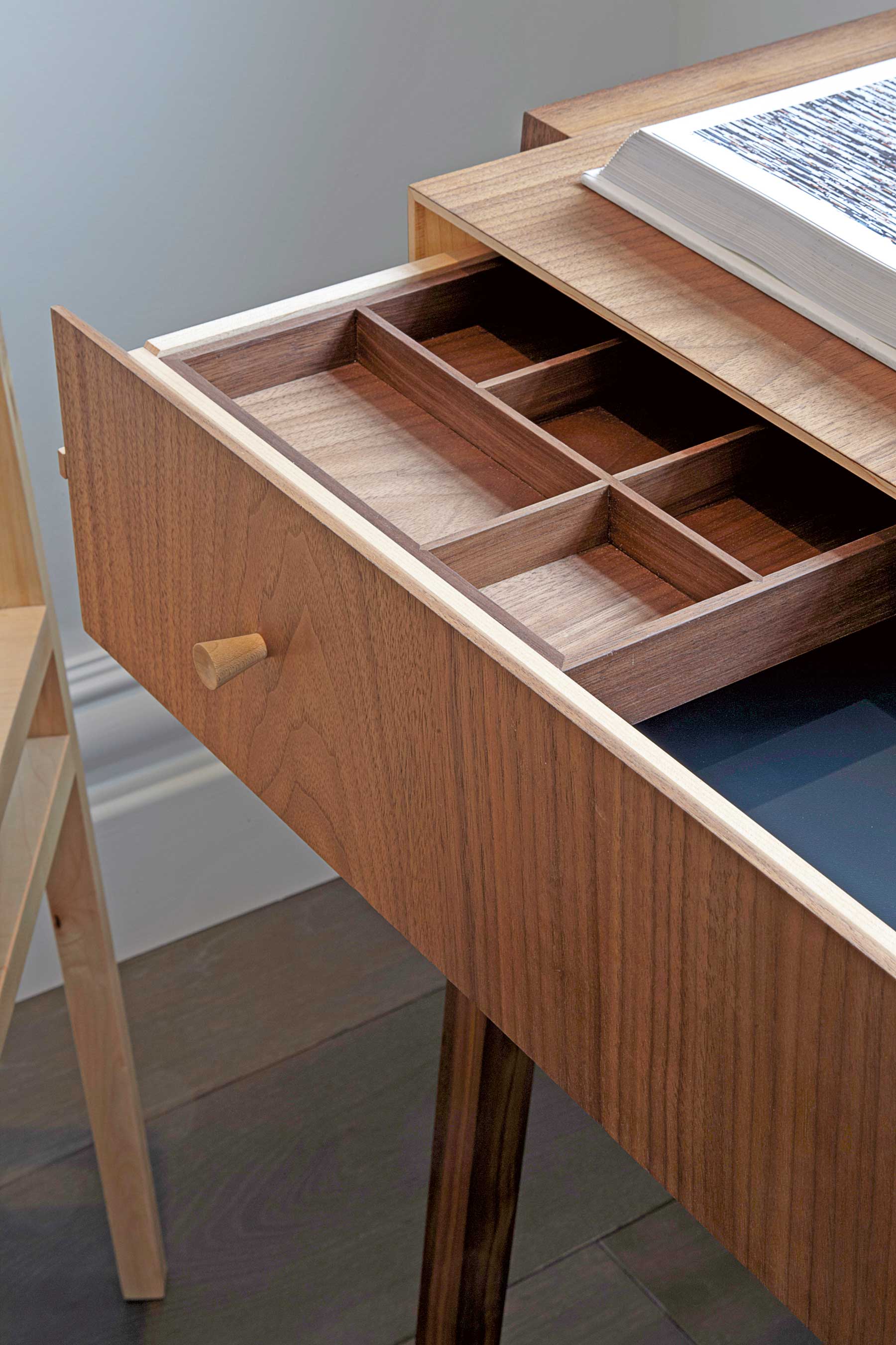 Drawer detail. Desk by Young & Norgate