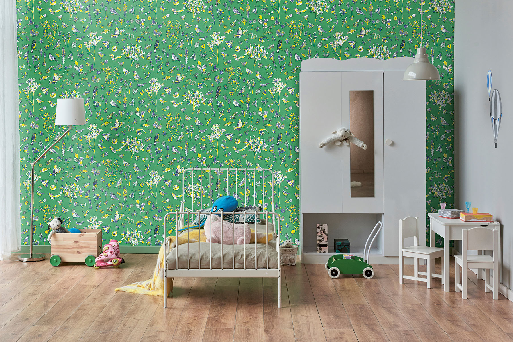 Dartmoor Creatures wallpaper in green. Ivy & Ethel