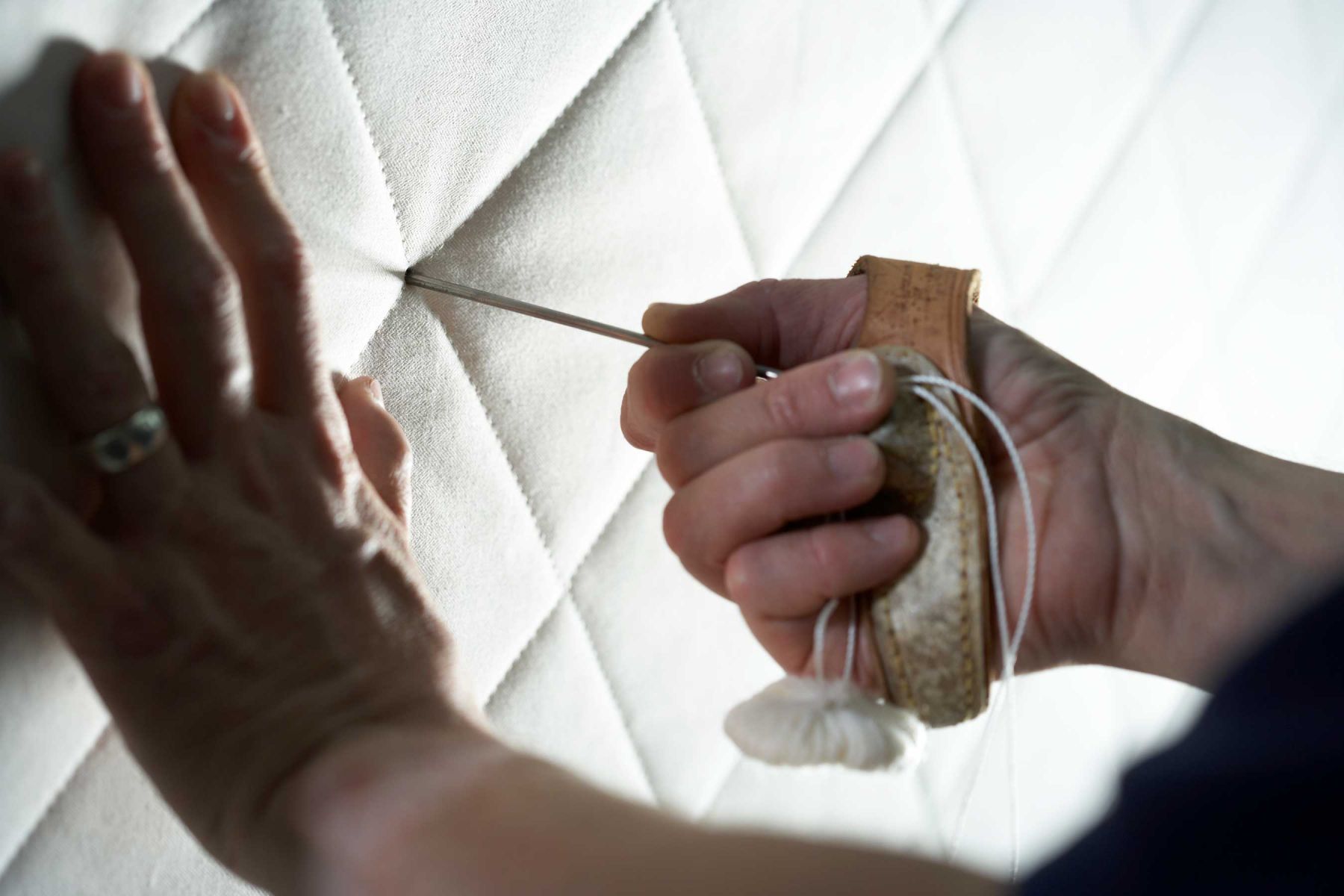 Needle going into matress. Natural Mat