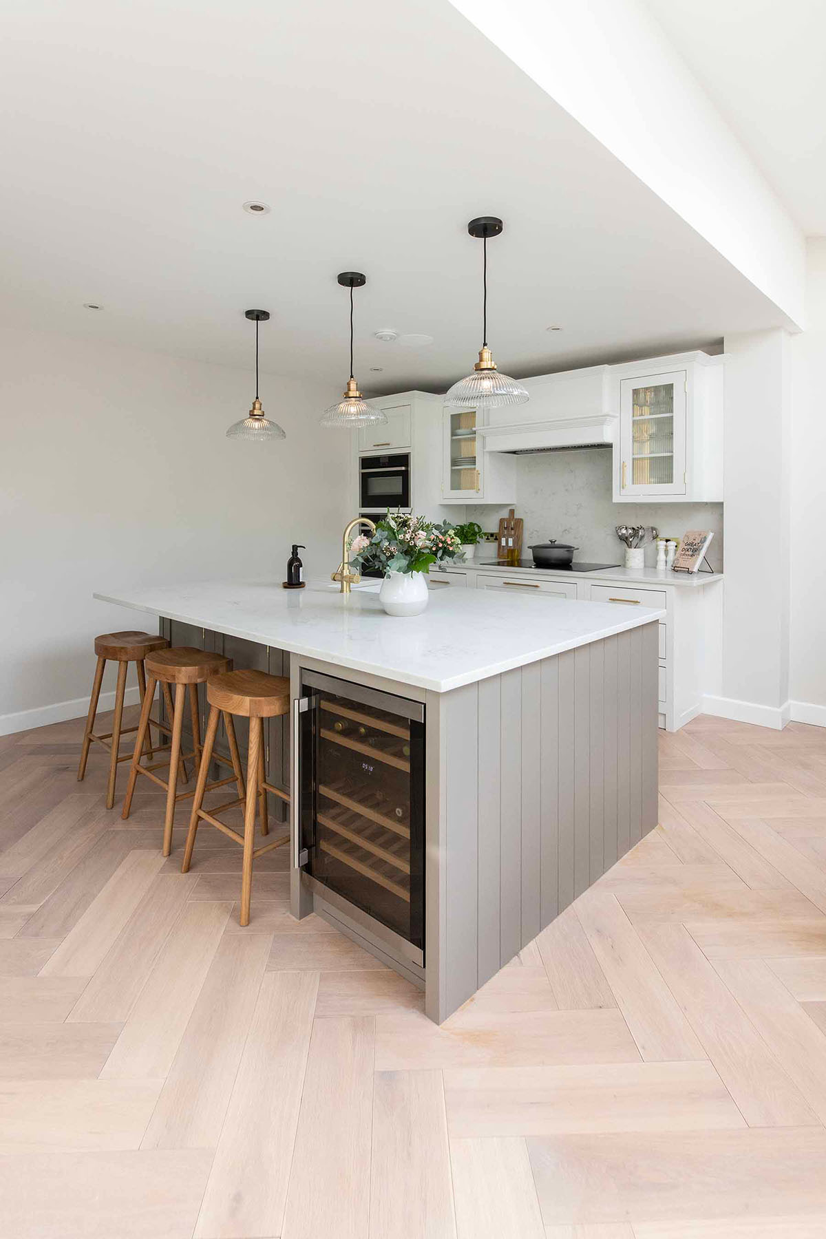 Light grey and white Shaker Workshop Kitchen