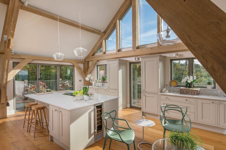 Kitchen. Timber-framed building by Carpenter Oak