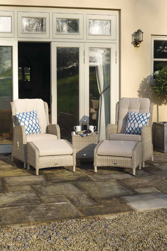 Chedworth deluxe recliner set with two footstalls. Available from Bernaville Nurseries in Devon