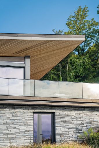 Labrador Bay House view of exterior brickwork and glazing