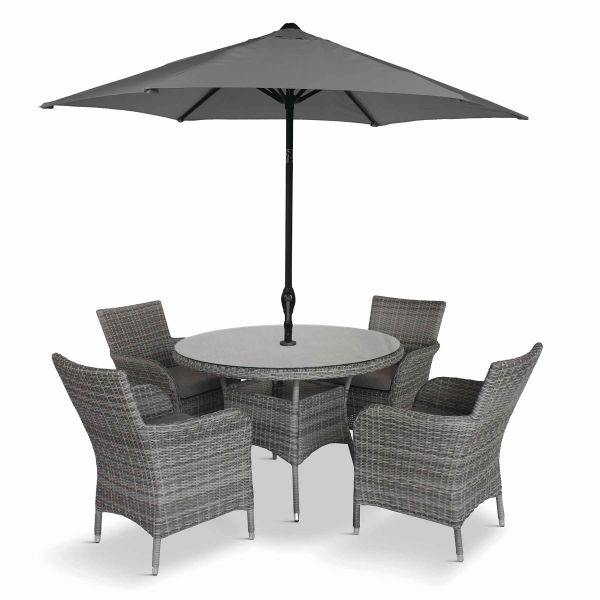 Monaco four-seat dining set with 2.5m parasol