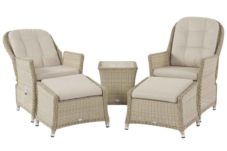 Monterey recliner set with two footstools & ceramic top side table